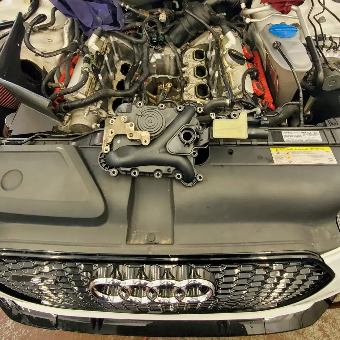 Audi S4 engine bay opened up at JK Motors